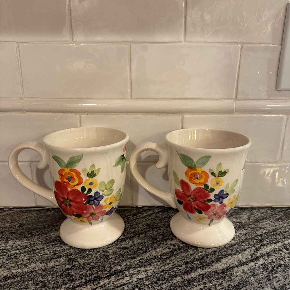2 Group Floral by MAXCERA CORP Footed Mugs